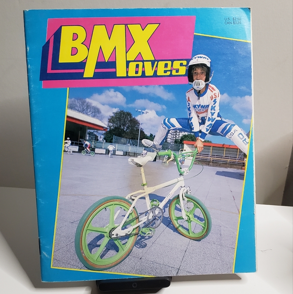 BMX Moves Magazine Collectible Article Retro with Green and Blue Accents